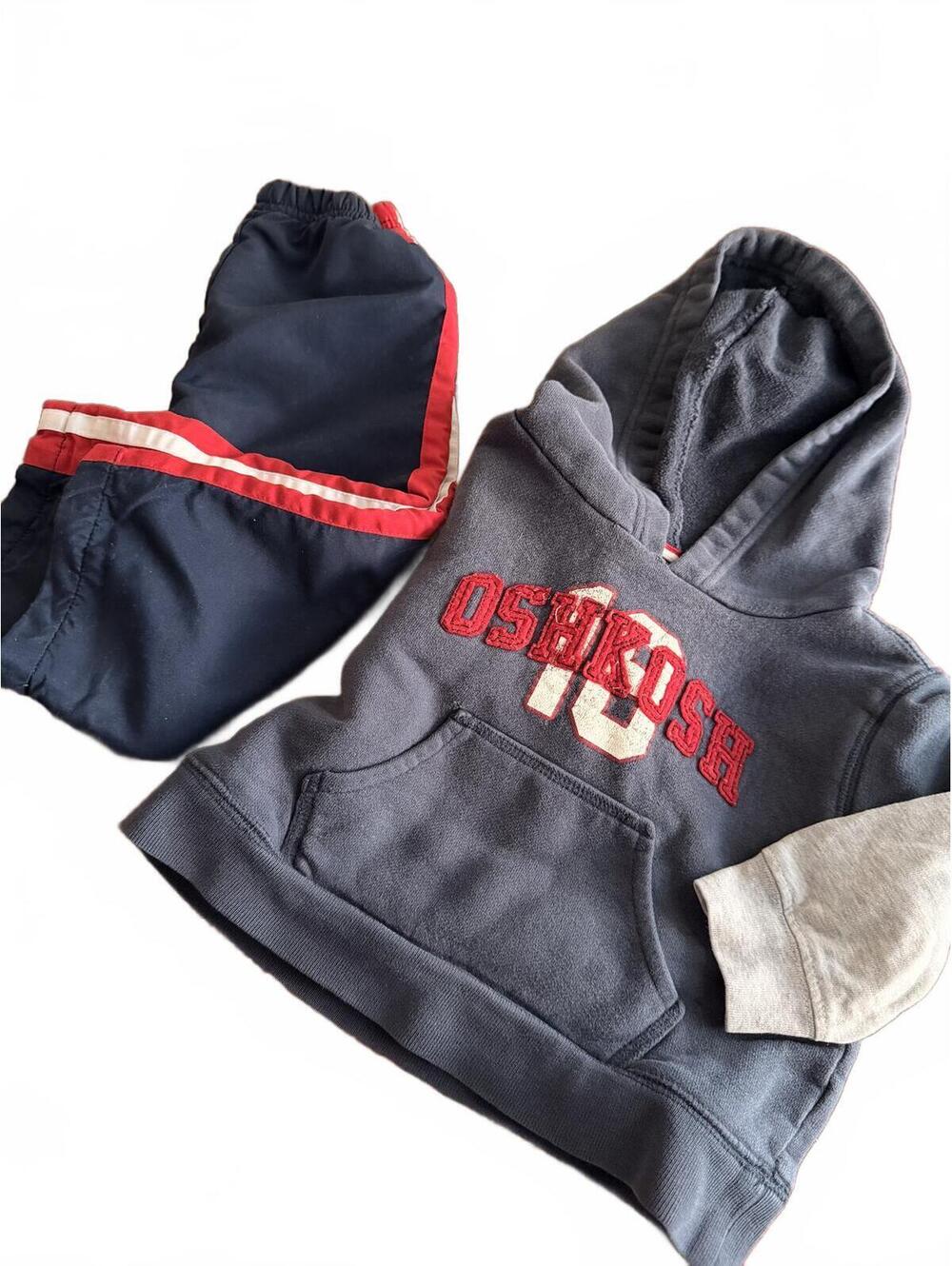 Y2K OshKosh Bgosh Baby Boy 18M Navy Red Tracksuit Hoodie Pants Set